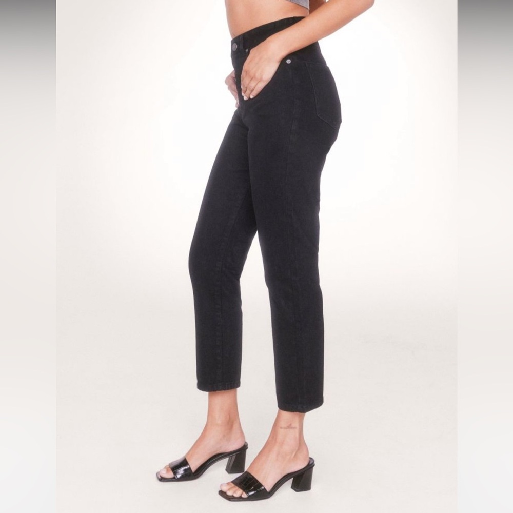 Nasty Gal organic denim high waist Mom jeans Black Straight Leg US2 - Picture 2 of 6